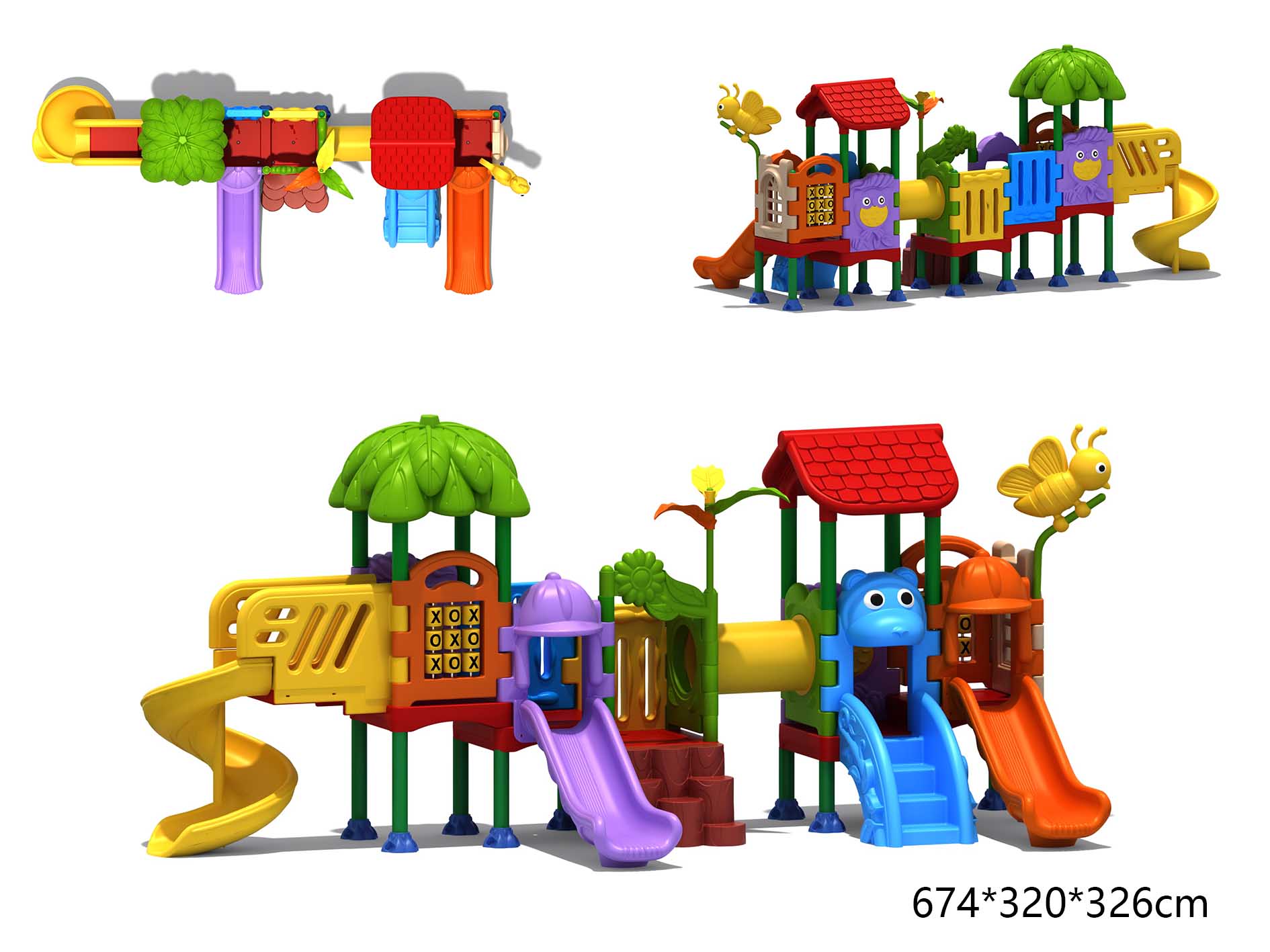 Kids Outdoor Playhouse - ชุดสนามเด็กเล่นพร้อมสไลเดอร์สำหรับโรงเรียนและสวนสาธารณะ สำหรับสนามเด็กเล่นกลางแจ้ง