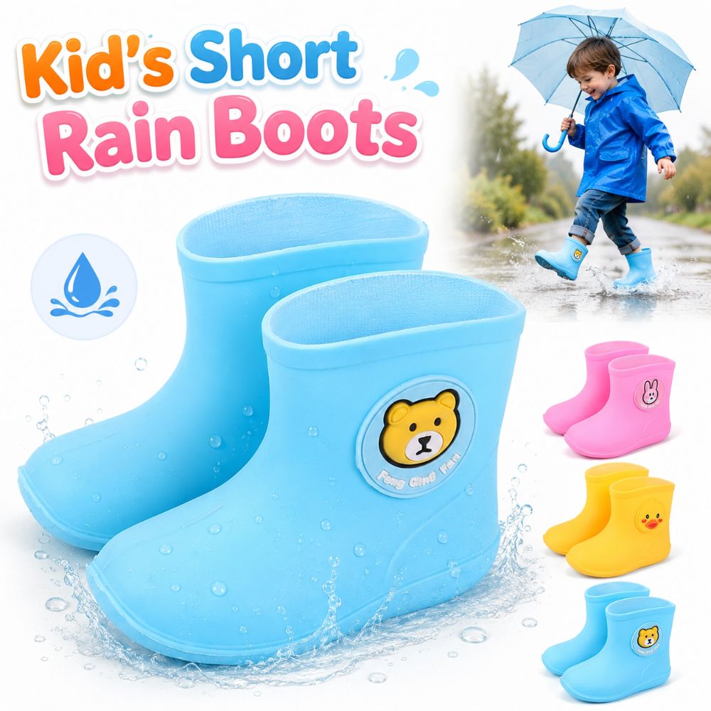 Kids Outdoor Water - รองเท้าบูทกันฝนเด็กแบบสั้นกันลื่น รองเท้าบูทกันน้ำสำหรับกิจกรรมกลางแจ้ง ทนทาน น้ำหนักเบา