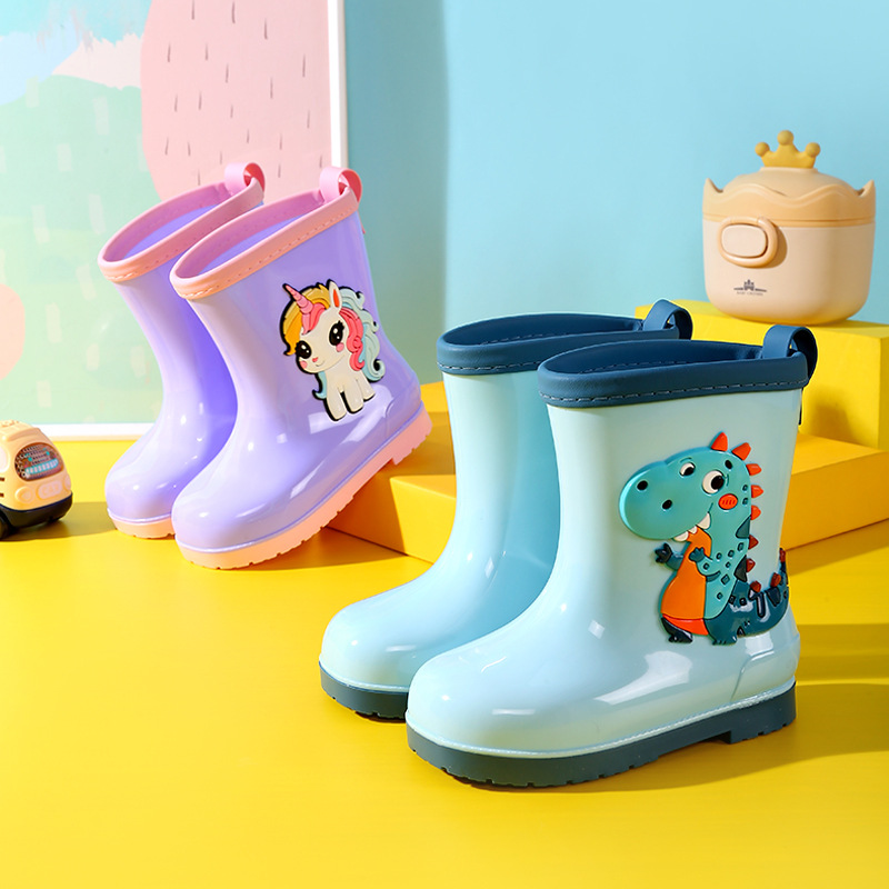 Kids Outdoor Water - วันฝนตก เด็กชาย เด็กหญิง การ์ตูน ไดโนเสาร์ รองเท้าบูทกันฝน
