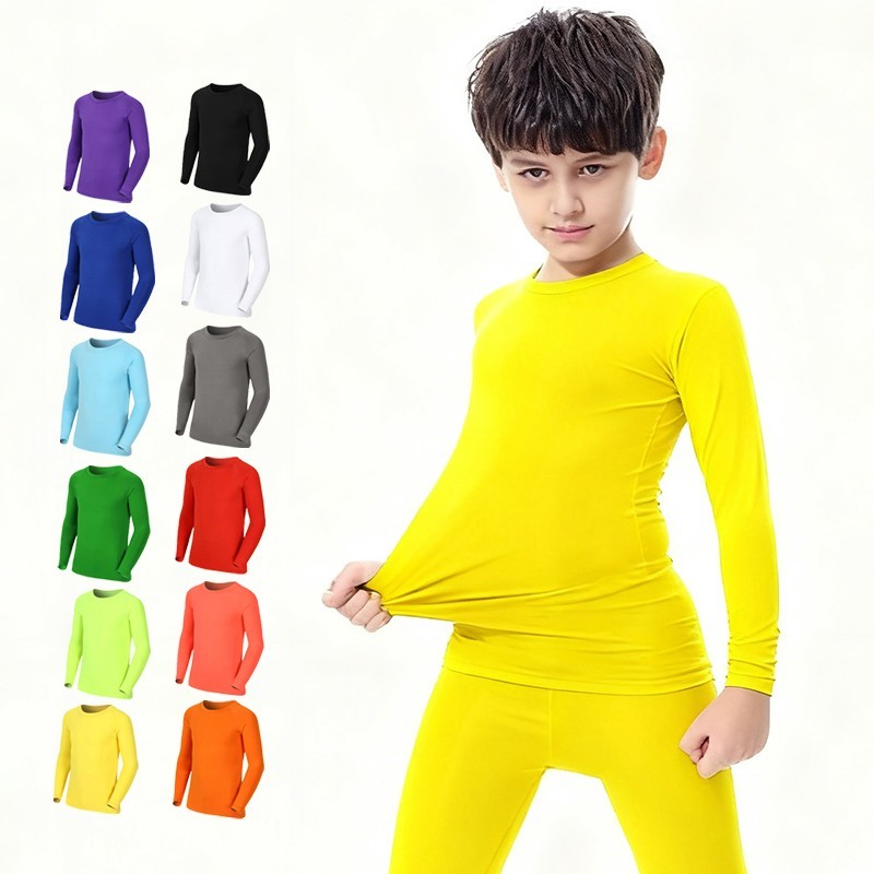 Kids Outdoor Fort - เด็กเด็กชายเด็กหญิงวิ่งเสื้อยืดยาวฟิตเนสกีฬาบาสเกตบอลฟุตบอลกลางแจ้งเดินป่าจ๊อกกิ้งขี่ฟุตบอลเสื้อผ้า J26