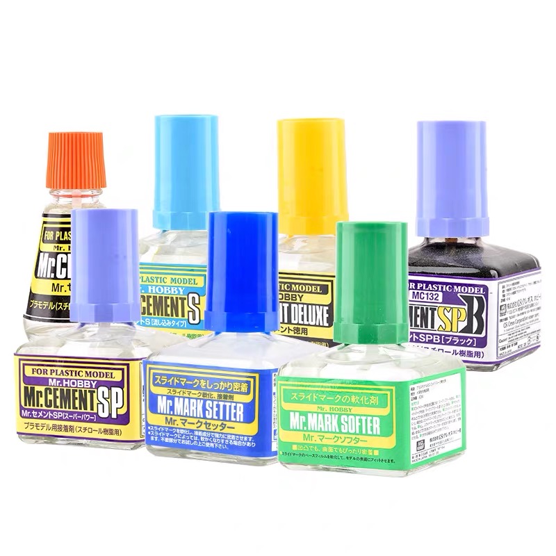 Tamiya Model Paint Set - กาวพิเศษสำหรับชุดโมเดลทหาร เรซิ่นพลาสติก ABS ซ่อมแซม ซีเมนต์แห้งเร็ว น้ำยาทำให้เดคอลนุ่ม
