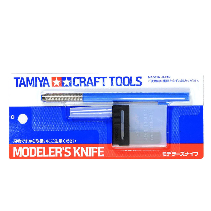 Tamiya Model Paint Set - Tamiya มีดคัตเตอร์69943แบบมีดปากกา (สีฟ้า) พร้อมเครื่องตัดแกะสลักแบบพลาสติกใบมีดเปลี่ยน25ชิ้นเครื่องมืองานฝีมือ