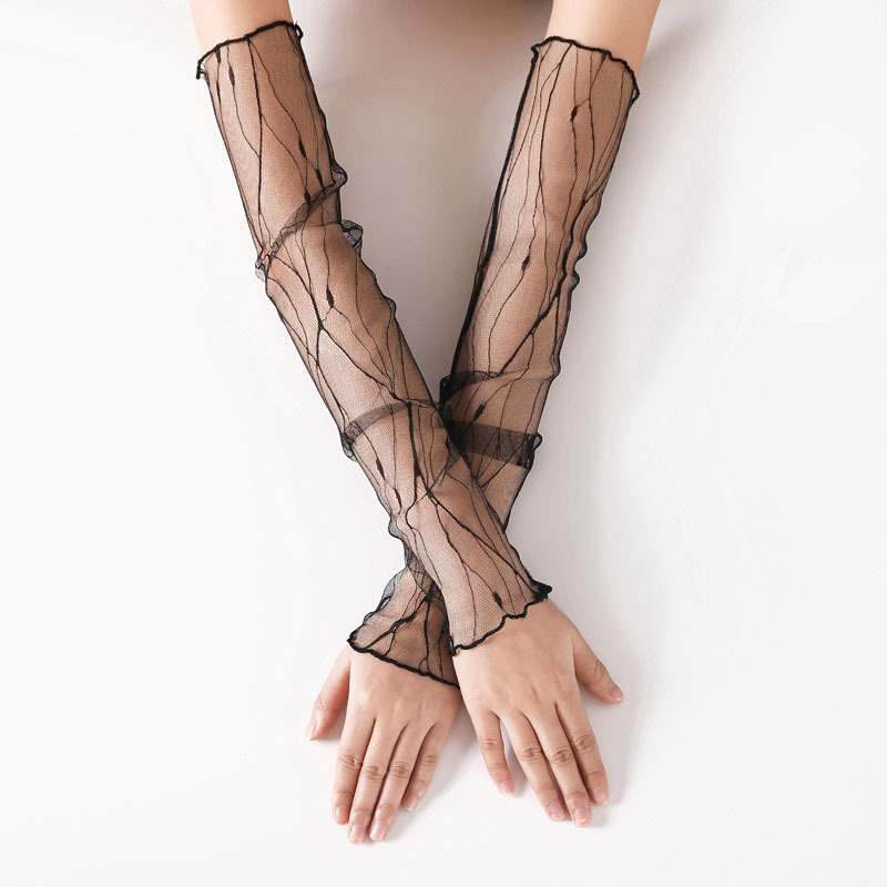 Kids Outdoor Net - ถุงมือครึ่งนิ้วแขนยาวสำหรับผู้หญิง, ถุงมือปั่นจักรยานแขนยาวกันแดดกลางแจ้งแขนตาข่าย