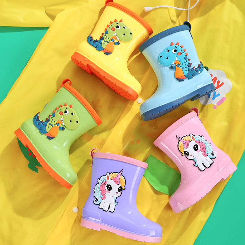 Kids Outdoor Water - รองเท้าบูทกันฝนไดโนเสาร์สำหรับเด็กผู้ชายและเด็กผู้หญิง รองเท้ากันลื่น พื้นนุ่ม รองเท้าลุยน้ำกลางแจ้ง รองเท้าสำหรับเด็ก รองเท้าสำหรับสวน