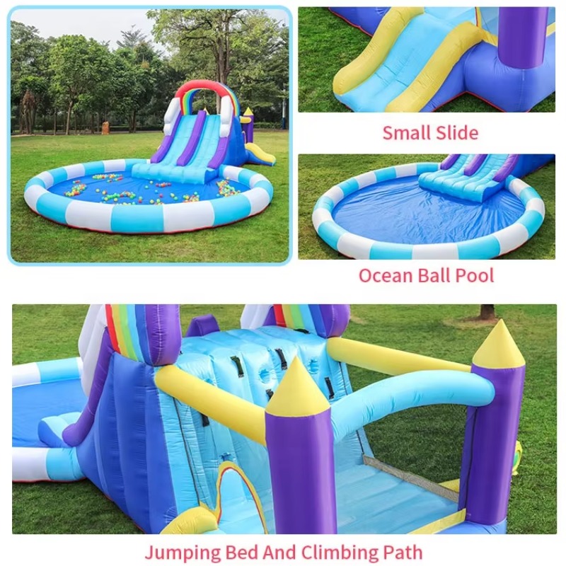 สไลเดอร์น้ำเป่าลมยักษ์สีรุ้งสำ - Kids Outdoor Water บทวิจารณ์และราคา