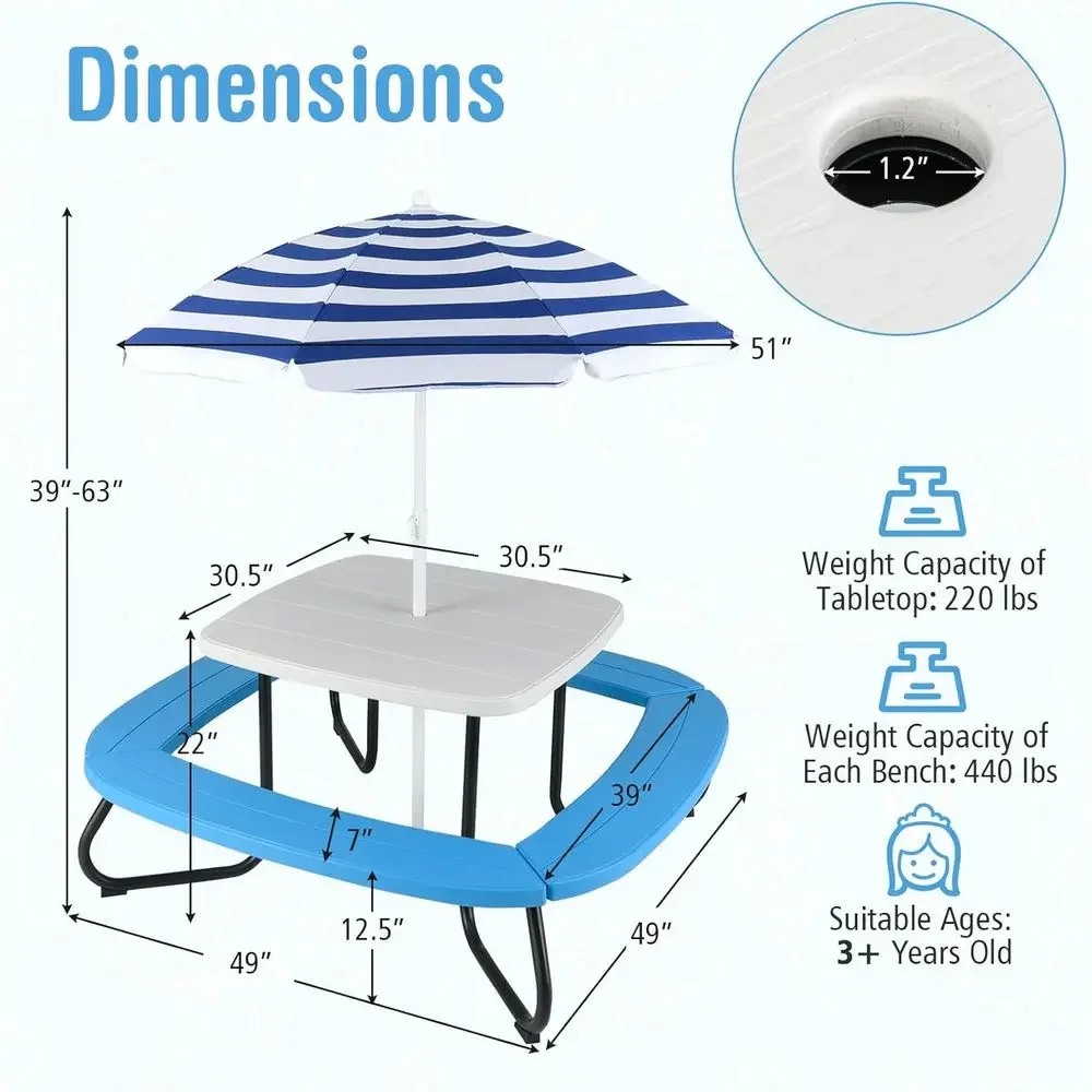 โต๊ะปิกนิกสำหรับเด็ก 8 ที่นั่ง - Kids Outdoor Bench บทวิจารณ์และราคา