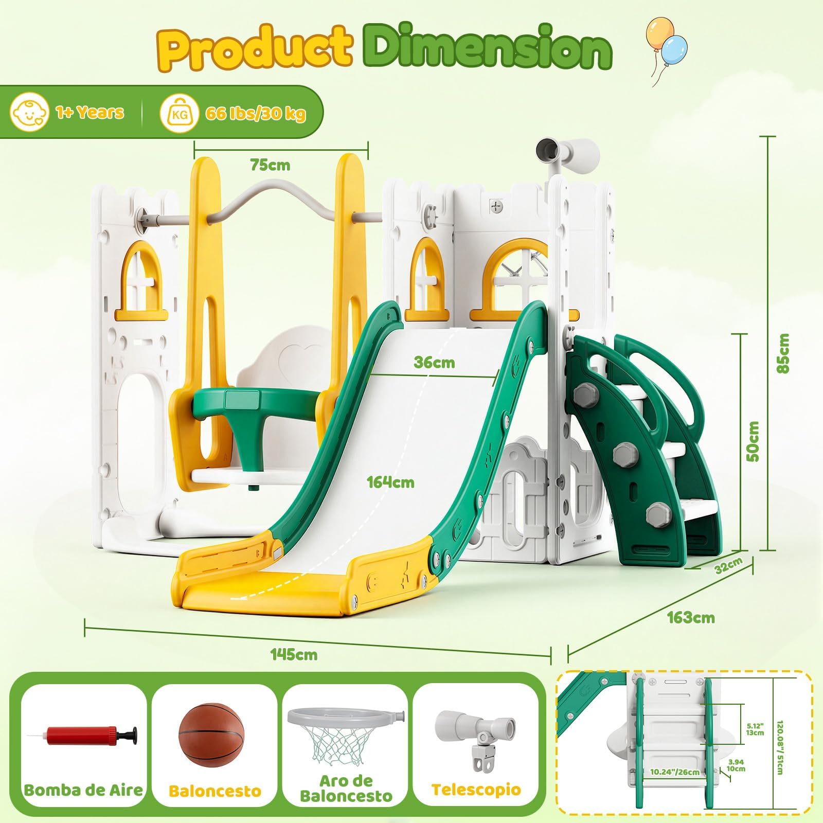 ชุดสไลด์และชิงช้า 7 in 1 สำหรั - Kids Outdoor Playhouse บทวิจารณ์และราคา