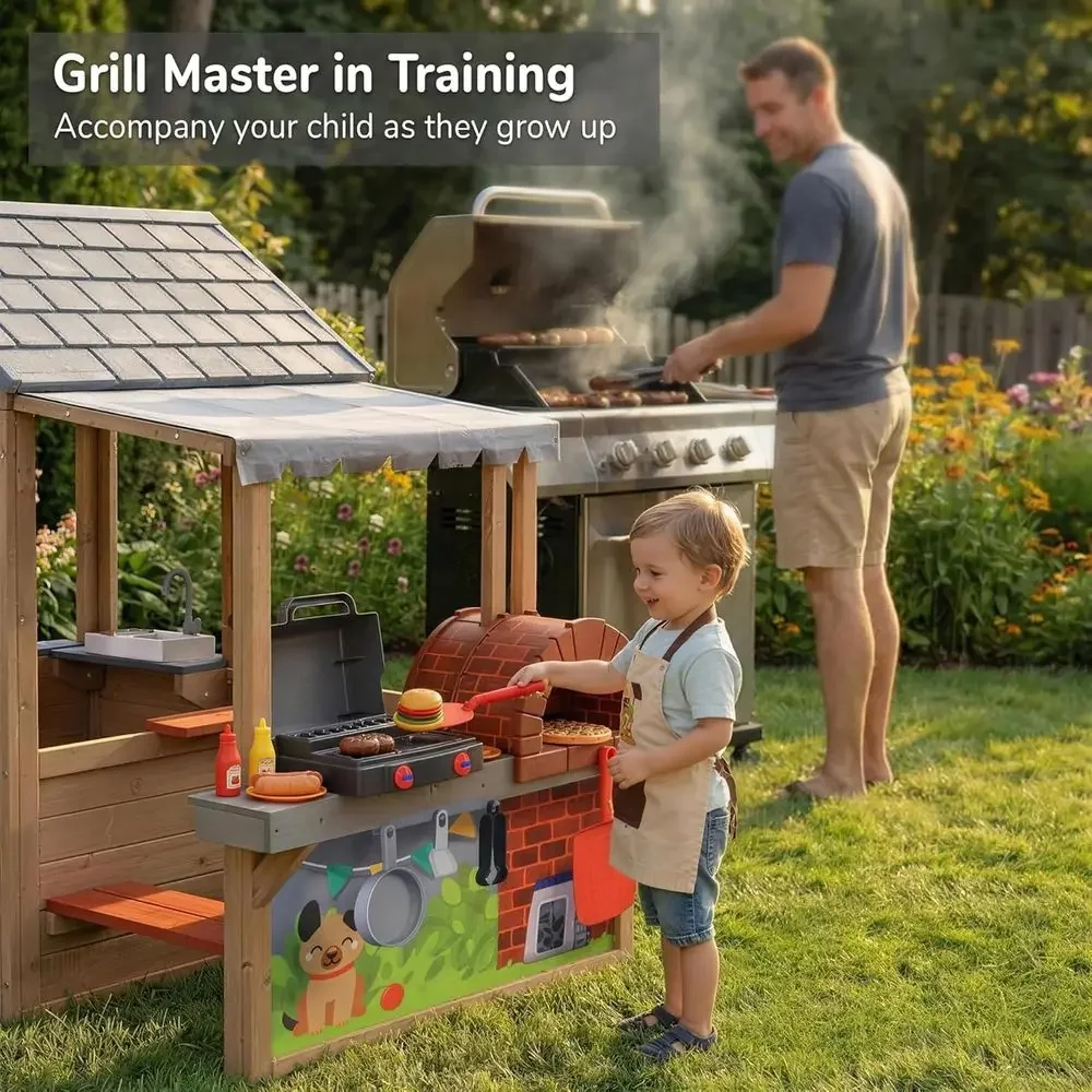 บ้านเด็กเล่นกลางแจ้งทำจากไม้,  - Kids Outdoor Playhouse บทวิจารณ์และราคา
