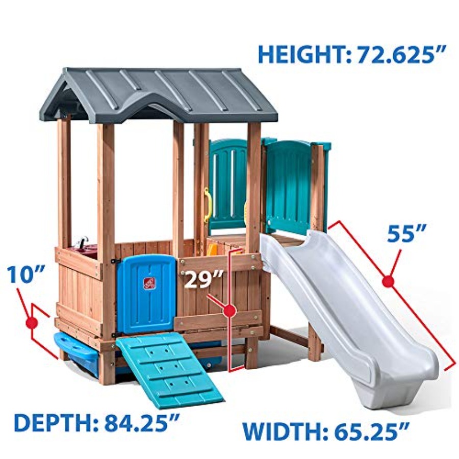 บ้านเด็กเล่นและสไลเดอร์ในป่า,  - Kids Outdoor Playhouse บทวิจารณ์และราคา