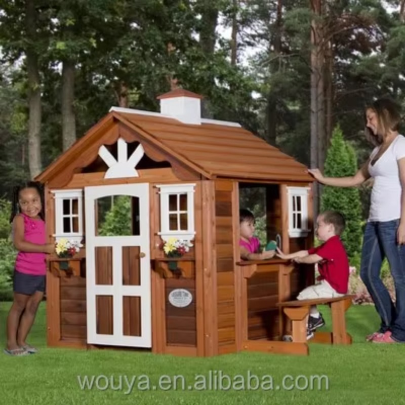 บ้านไม้สำเร็จรูปราคาประหยัด กั - Kids Outdoor Playhouse บทวิจารณ์และราคา