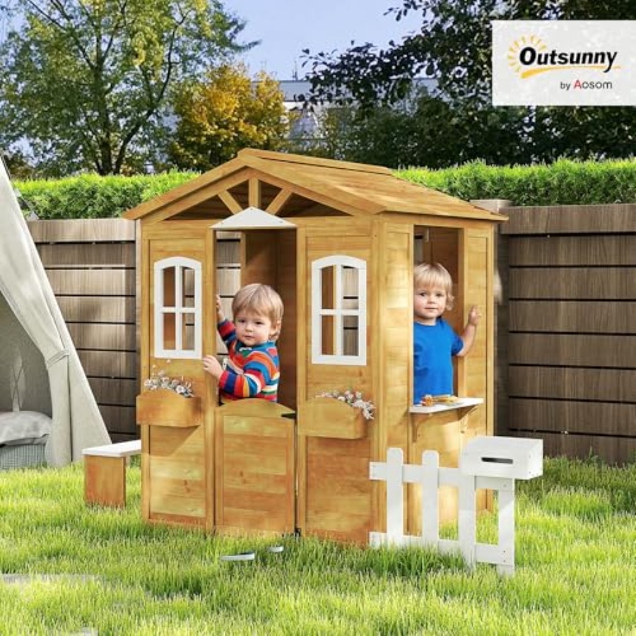 บ้านเด็กเล่นกลางแจ้งสำหรับเด็ก - Kids Outdoor Playhouse บทวิจารณ์และราคา