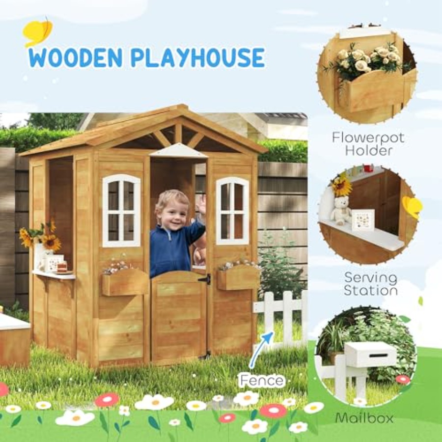 บ้านเด็กเล่นกลางแจ้งสำหรับเด็ก - Kids Outdoor Playhouse บทวิจารณ์และราคา