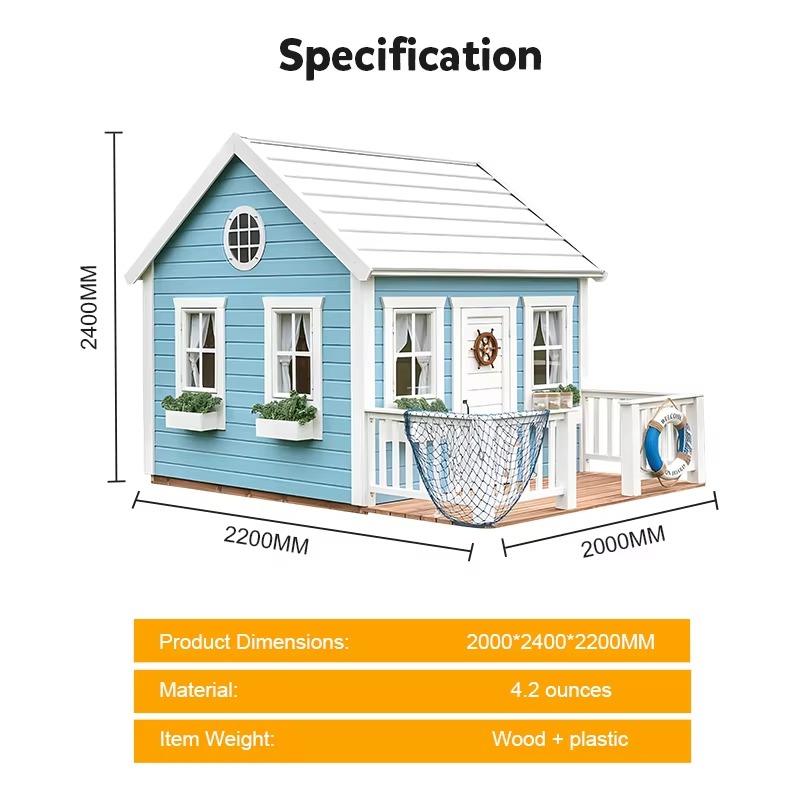 บ้านไม้สำหรับเด็กเล่นกลางแจ้งใ - Kids Outdoor Playhouse บทวิจารณ์และราคา